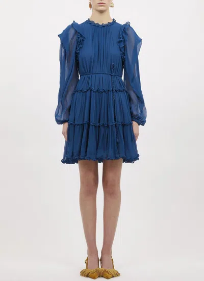 Ulla Johnson Gaelle Ruffle-detailing Dress In Blue