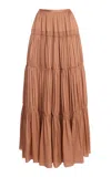 Ulla Johnson Gaelle Layered Silk Maxi Skirt In Nude