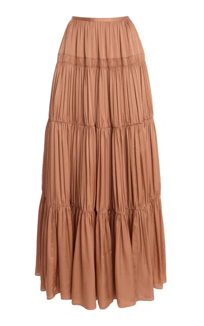 Ulla Johnson Gaelle Layered Silk Maxi Skirt In Nude