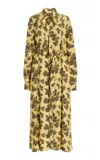 Ulla Johnson Gaelle Printed Crepe Maxi Shirt Dress In Acacia