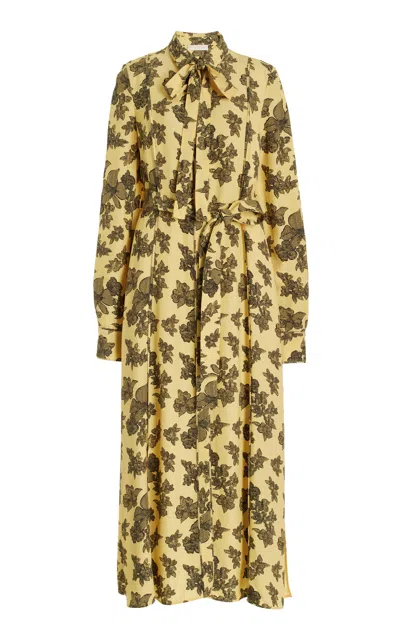 Ulla Johnson Gaelle Printed Crepe Maxi Shirt Dress In Acacia