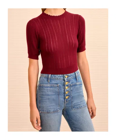 Ulla Johnson Gemma Puff Sleeve Top In Burgundy