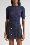 Ulla Johnson Gemma Short Sleeve Knit Top In Blue In Purple