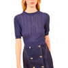 Ulla Johnson Gemma Short Sleeve Knit Top In Blue In Purple