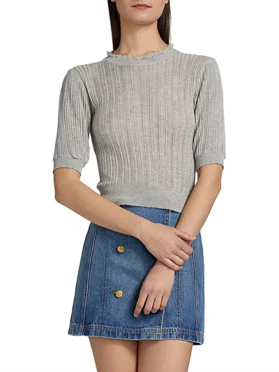 Ulla Johnson Gemma Short Sleeve Knit Top In Slate In Gray