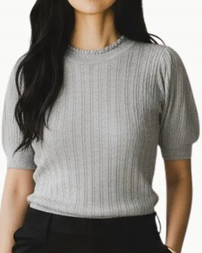 Ulla Johnson Gemma Short Sleeve Knit Top In Slate In Gray