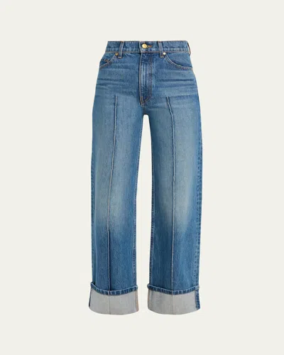 Ulla Johnson Genevieve Cuffed Wide-leg Jeans In Blue