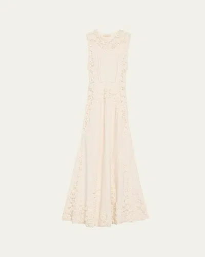 Ulla Johnson Genoveva Crochet Floral Knit Sleeveless Maxi Dress In Gray