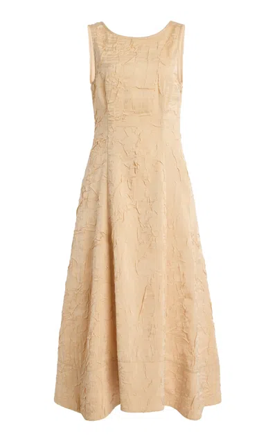 Ulla Johnson Georgia Crinkled Midi Dress In Neutral
