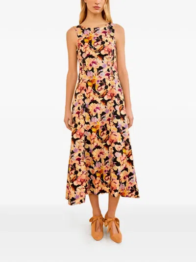 Ulla Johnson Georgia Floral-print Midi Dress In Black