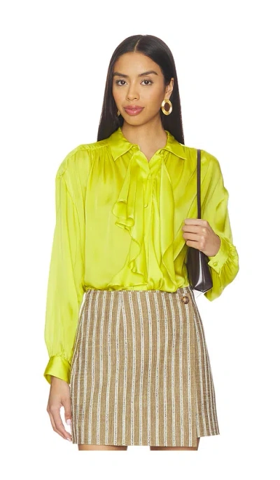 Ulla Johnson Gesture Long Sleeve Silk Blouse In Green