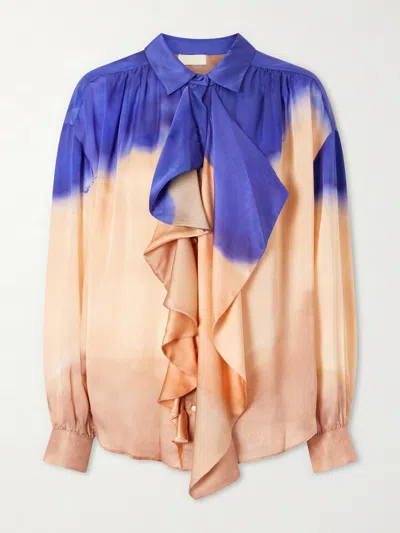 Ulla Johnson X Helen Frankenthaler Gesture Silk-chiffon Ruffle Blouse In Multi