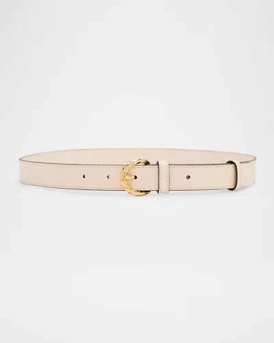 Ulla Johnson Gia Twisted Buckle Leather Belt In Cowrie