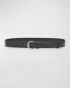 Ulla Johnson Gia Twisted Buckle Leather Belt In Noir
