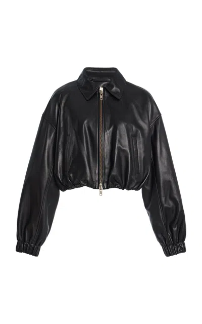 Ulla Johnson Gigi Cropped Leather Jacket In Black