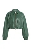 Ulla Johnson Gigi Cropped Leather Jacket In Green
