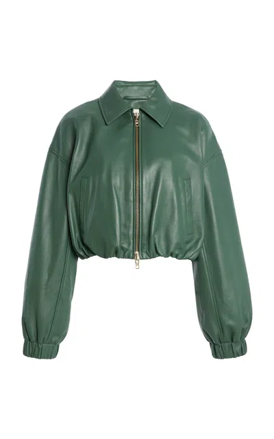 Ulla Johnson Gigi Cropped Leather Jacket In Green
