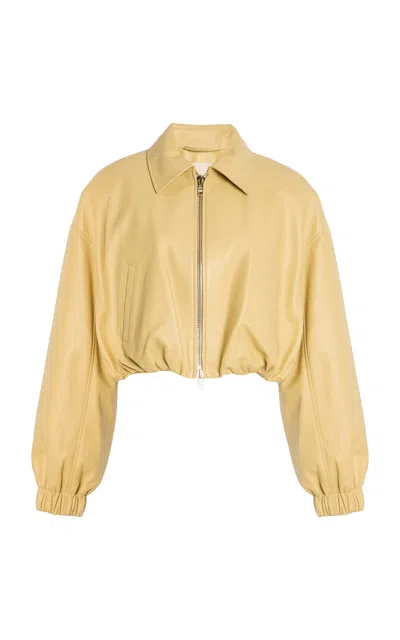 Ulla Johnson Gigi Cropped Leather Jacket In Yellow