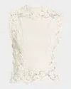 Ulla Johnson Gigi High-neck Crochet Knit Top In White