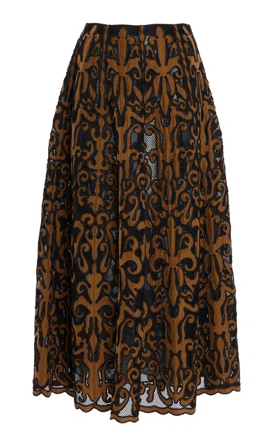 Ulla Johnson Gili Appliqued Midi Skirt In Multi