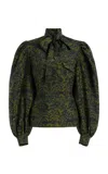 Ulla Johnson Giorgia Neck Tie Silk Top In Green