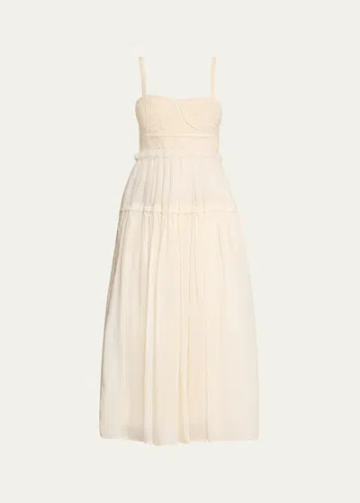 Ulla Johnson Gisella Embroidered A-line Midi Dress In Pristine