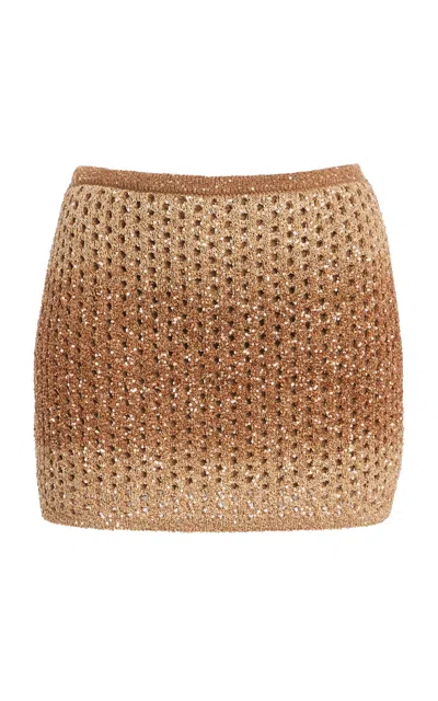 Ulla Johnson Giulia Sequined Knit Mini Skirt In Brown