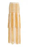 Ulla Johnson Giulietta Fringed Knit Midi Skirt In Yellow