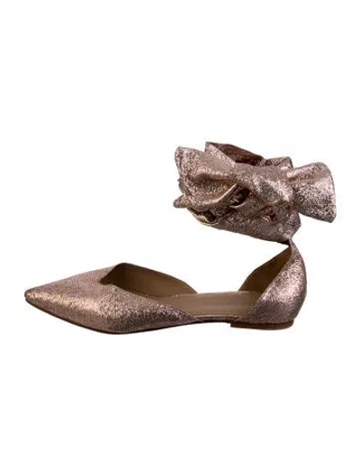 Pre-owned Ulla Johnson Glitter Patterned Flats In Metallic/pink