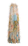 Ulla Johnson Gossamer Feathered Silk Gown In Multi