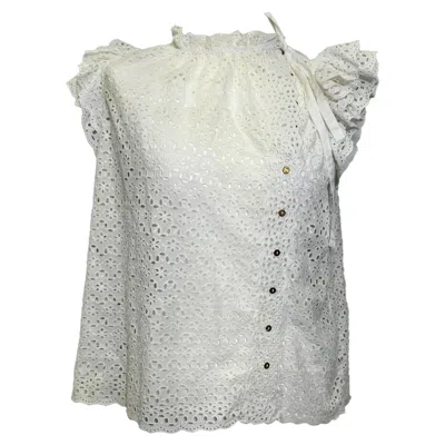 Ulla Johnson Grace Embroidered Top In White Cotton In Gray