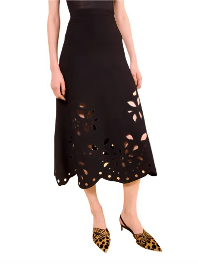 Ulla Johnson Grace Knit Midi Skirt In Noir In Black