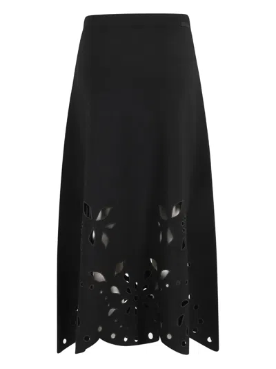 ULLA JOHNSON GRACE LASER-CUT MIDI SKIRT