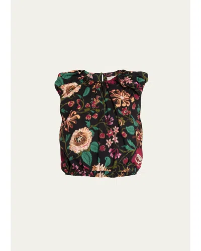 Ulla Johnson Gracie Floral Sleeveless Crop Top In Dahlia