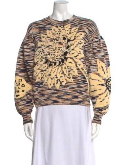 Pre-owned Ulla Johnson Graphic Print Crew Neck Sweater In Yellow