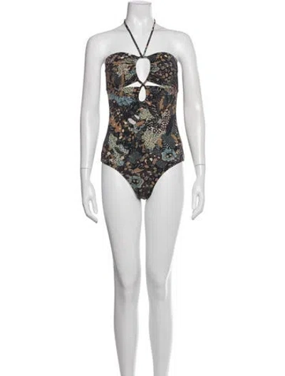 Pre-owned Ulla Johnson Graphic Print Keyhole Accent One-piece W/ Tags In White