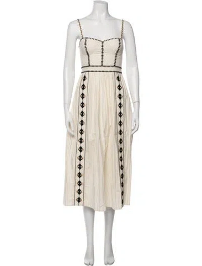Pre-owned Ulla Johnson Graphic Print Midi Length Dress W/ Tags In Neutrals