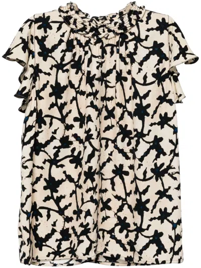 Ulla Johnson Graphic-print Round-neck Top In Pink