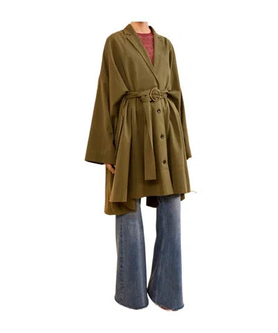 Ulla Johnson Green Cotton Trench Coat In Gold