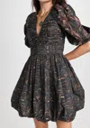 Ulla Johnson Gwen Elbow Puff-sleeve Mini Dress In Black