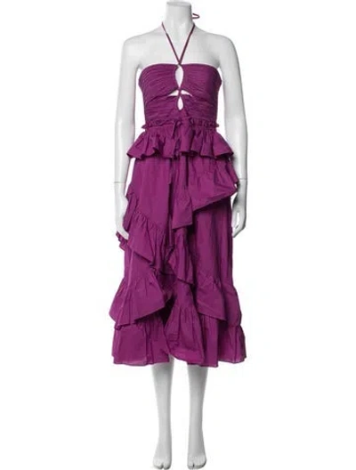 Pre-owned Ulla Johnson Halterneck Knee-length Dress W/ Tags In Purple