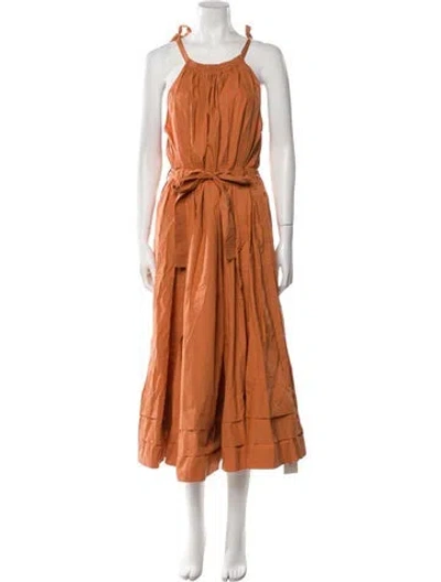 Pre-owned Ulla Johnson Halterneck Long Dress W/ Tags In Orange