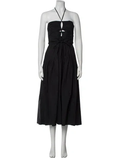 Pre-owned Ulla Johnson Halterneck Midi Length Dress In Black