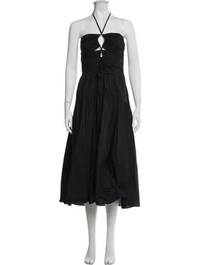 Pre-owned Ulla Johnson Halterneck Midi Length Dress In Black