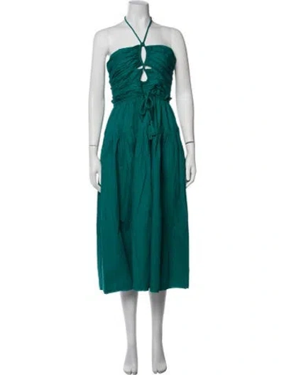 Pre-owned Ulla Johnson Halterneck Midi Length Dress In Blue