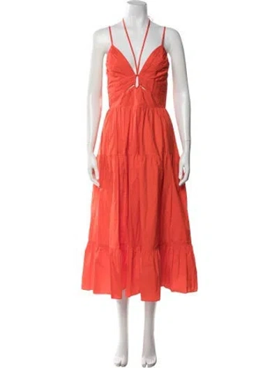 Pre-owned Ulla Johnson Halterneck Midi Length Dress In Brown/orange