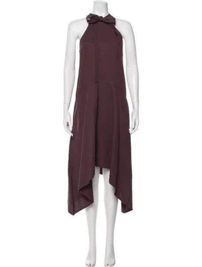 Pre-owned Ulla Johnson Halterneck Midi Length Dress In Burgundy