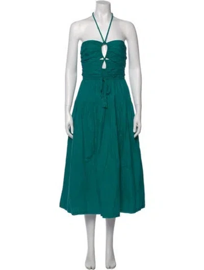 Pre-owned Ulla Johnson Halterneck Midi Length Dress In Green