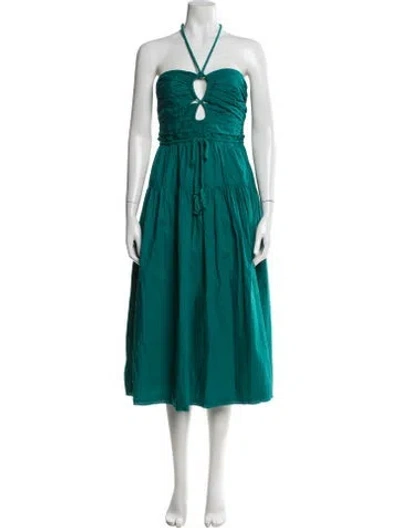 Pre-owned Ulla Johnson Halterneck Midi Length Dress In Green