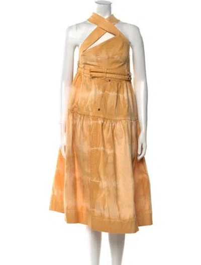 Pre-owned Ulla Johnson Halterneck Midi Length Dress In Orange